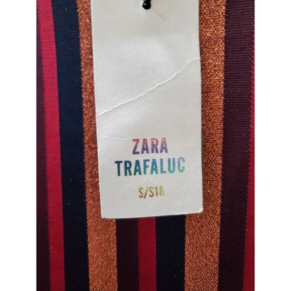 Zara Trafaluc Women's Multicolor Striped Polyester Wrap Knee Length Skirt Size S - Picture 7 of 11